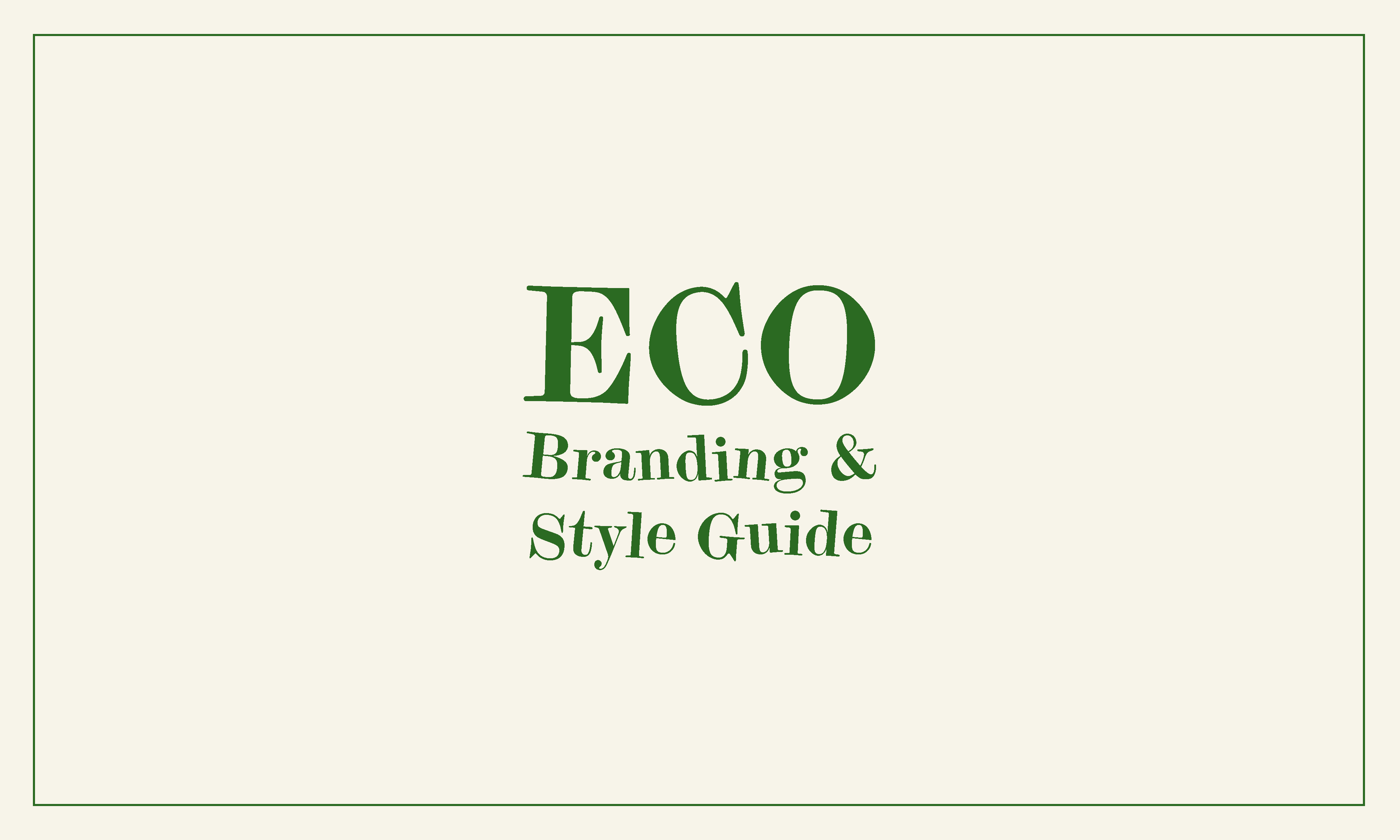 Beige and Green cover page to ECO branding and style guide.