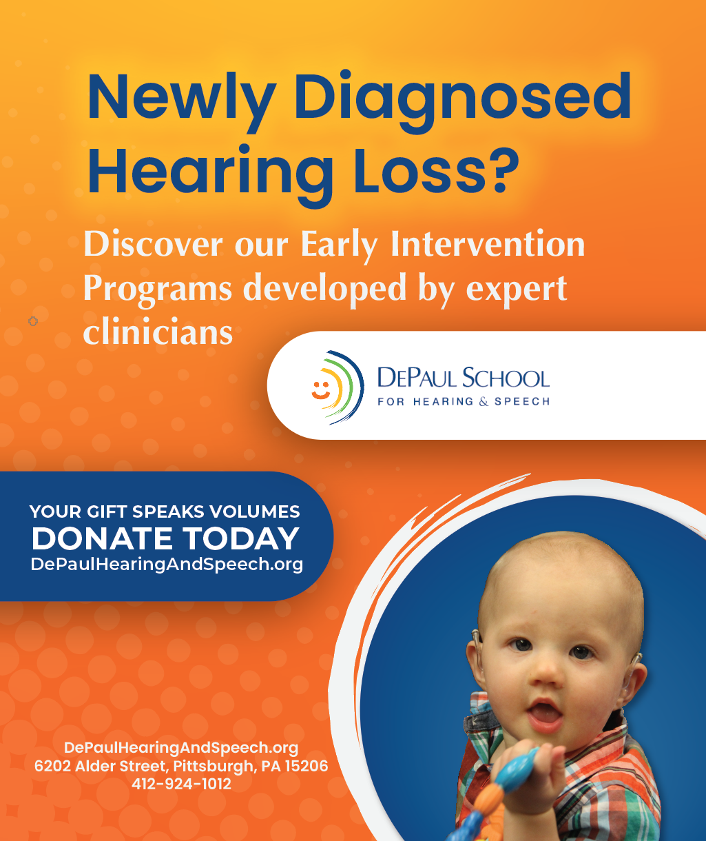 Vertical Advertisement: Newly Diagnosed Hearing Loss? Discover our Early Intervention Programs Developed by Expert Clinicians. DePaul School For Hearings and Speech. Your gift speaks volumes, click to donate today.